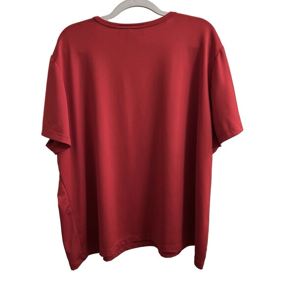 Susan Graver Essentials Red V-Neck Short Sleeve Liquid Knit Shirt Plus Sz 2X - Picture 2 of 7